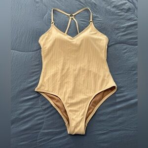 Kona Sol Cream Swimsuit One Piece with Criss-Cross Straps
